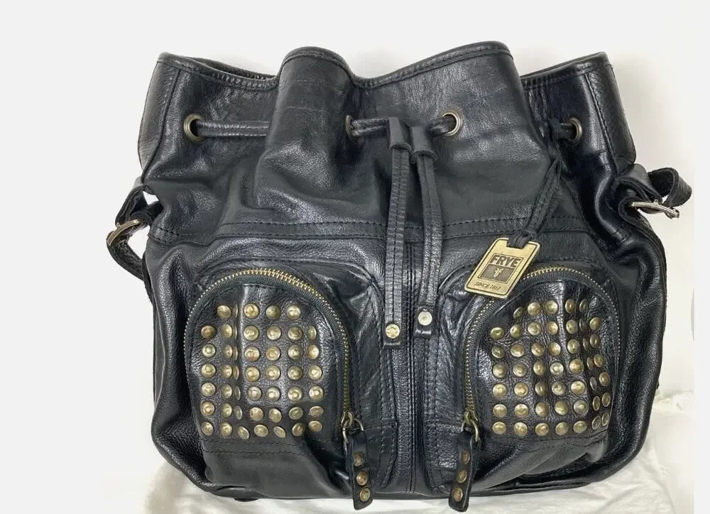 FRYE BROOKE LEATHER STUDDED HANDBAG $378